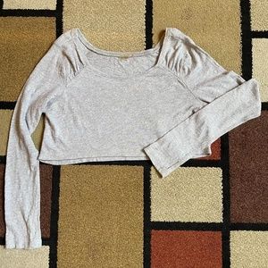 Zella Heather Gray Crop Top Thumbholes Long Sleeve